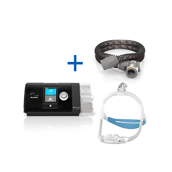 bild Auto-CPAP ResMed AirSense™ 10 Autoset + Humidificador + Tubo calentador + Mascarilla Nasal con olivas ResMed AirFit™ P30i uit Tienda online de LindeHealthcare